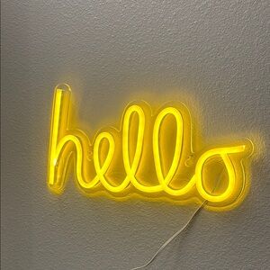 Bright Neon 'Hello' Sign - Yellow Final Sale Measures Approx x